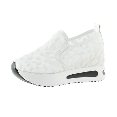 OJSFQUFP Womens Running Shoes Ladies Fashion Breathable Mmesh Sequin Decoration Thick Soled Casual Sports Rocking Shoes Casual Shoes Women White 42