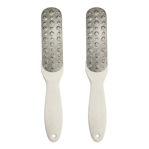 ROSEXIXI Foot File, 2 Pack Double Sided Stainless Steel Foot Scraper, Pedicure Tool for Feet, Portable Handheld Grater for Home Spa Care and Smoothing Rough Heels