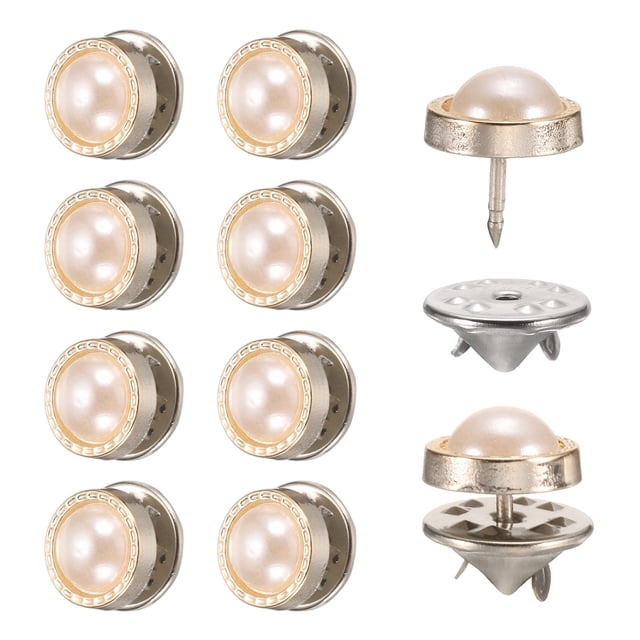 10 juegos de botones de cristal sin costura de 11.5 mm, alfileres desmontables para ropa, sombreros, abrigos (transparente)