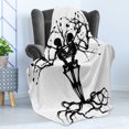 thumbnail image 4 of Skeleton Soft Flannel Fleece Throw Blanket, Creative Halloween Themed Design with Scary Bones Tree Gothic Art, Cozy Plush for Indoor and Outdoor Use, 50" x 70", Charcoal Grey and White, by Ambesonne, 4 of 5