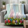 thumbnail image 2 of Easter Blanket Soft Cozy Warm Twin Blanket for Bed, Plush Fuzzy Flannel Fleece Blankets for Sofa, Wooden Bunny Colorful Eggs Spring Floral Botanical Throw Blankets for Couch, Gifts for Men, 60"x80", 2 of 9