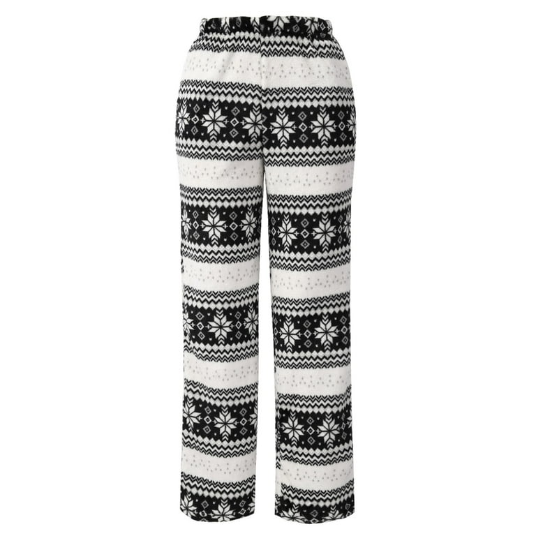 WBQ Women's Plush Pajama Pants Christmas Holiday Print Flannel