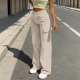 thumbnail image 2 of RUTAYY Women's Cargo Pants High Waist Casual Loose Fit with Pocket Comfortable Daily Wear Long Streetwear Relaxed Holiday Trousers, 2 of 4