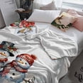thumbnail image 3 of Winter Snowman Throw Flannel Blanket 60x80In Christmas Gift Leaves Flower Snow Ball Super Soft Cozy Bed Blanket, Lightweight Plush Fuzzy Bed Throw for Bedroom Sofa Couch Living Room, 3 of 4
