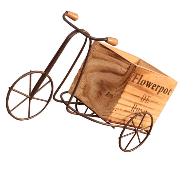 KONTONTY Vintage Rustic Iron Flower Pot Holder Cart, 1 Set Decorative Planter Stand for Indoor Outdoor Garden