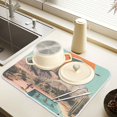 thumbnail image 2 of Yayeee Drying Mat for Kitchen Counter Dishes Microfiber Coffee Decorative Pad, Retro UFO, 2 of 9
