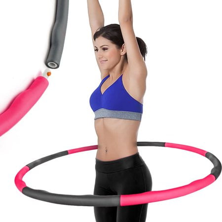 Jinqian Weighted Hula Hoop for Adults - Professional Soft Padding Hoola Hoops for Exercise 8 Sections Detachable Design Fitness Workout Routine for Weight Loss Building Strength