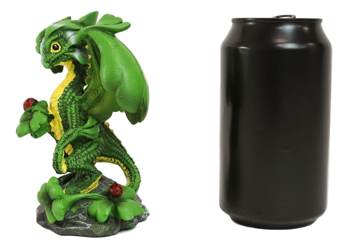 Ebros Green Irish Lucky Clover Dragon with Ladybugs Statue by Stanley Morrison