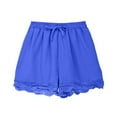 thumbnail image 7 of THDHVS Girls Shorts,Shorts for Girls,Girls' Medium and Large Cotton and Linen Loose Fashion Lace Splicing Shorts with Drawstring Blue 7-8 Years, 7 of 7