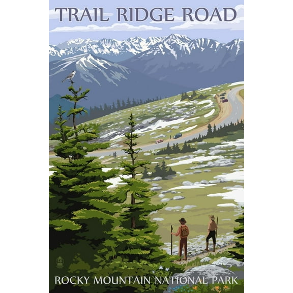 Art.com Trail Ridge Road - Rocky Mountain National Park Art Print by Lantern Press, 12" x 18"