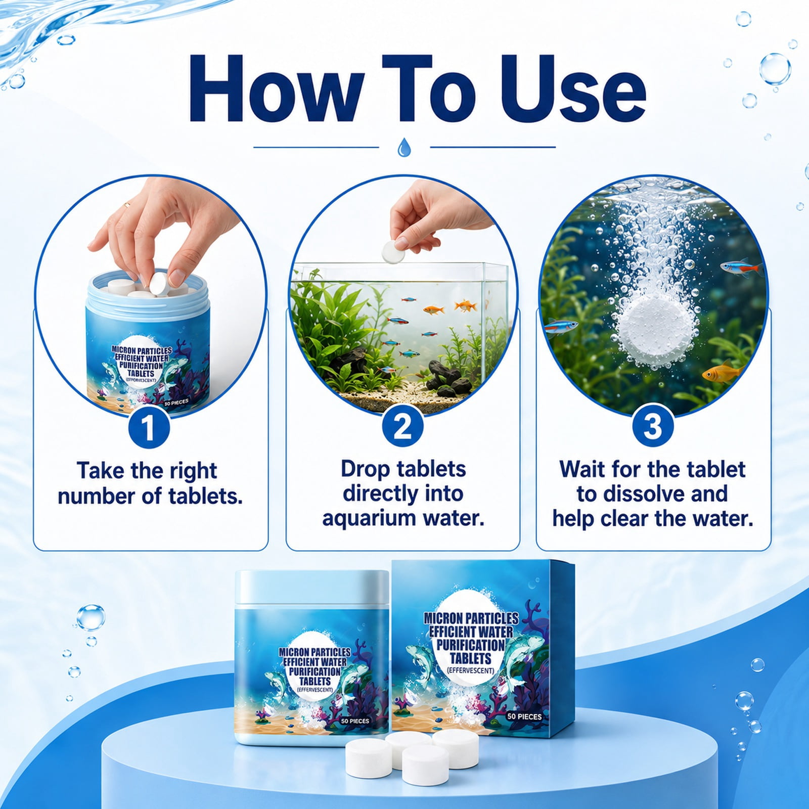 Water Purification Tablets, 50 Count, Portable Water Purification Tablets for Drinking, for Backpacking, Hiking, Emergency Preparedness, Aquarium and Outdoor Daily Use