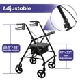 thumbnail image 5 of MedaCure Steel Rollator Walker with Seat – Black Height Adjustable Walkers for Seniors Hand Grips, Padded Seat – 300 lb Capacity, 5 of 7