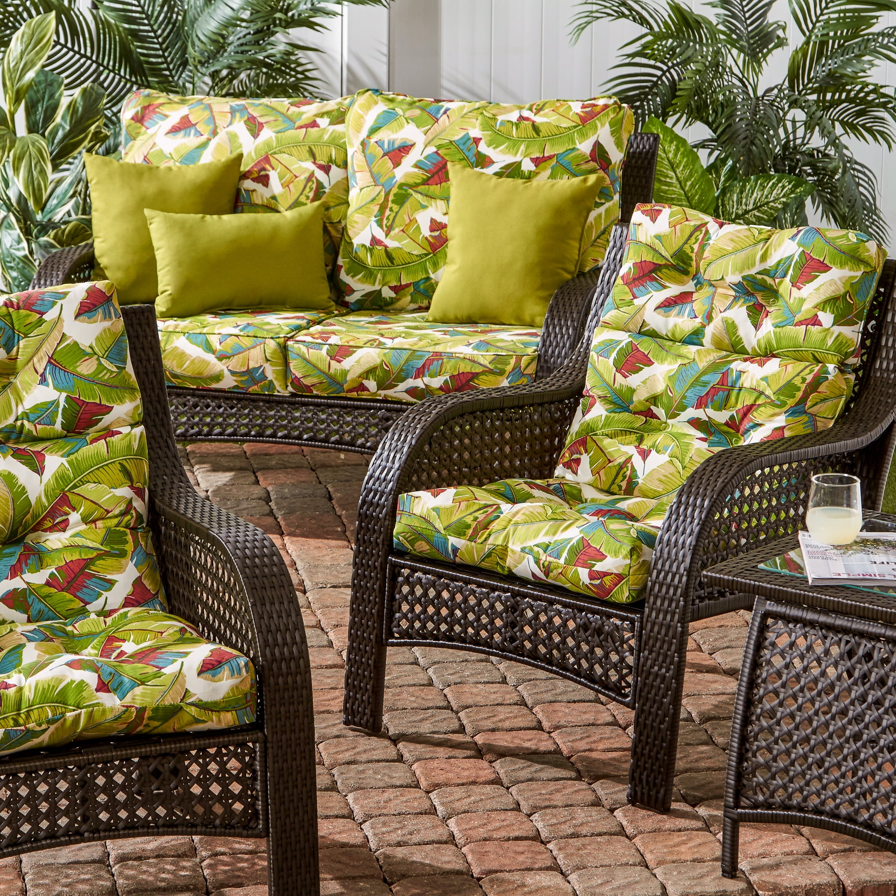 Greendale Home Fashions Palm Leaves Outdoor High Back ...