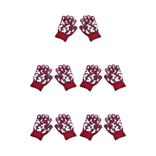 QualitChoice 1 Paire de Gants d'Hiver pour Enfants Gants Confortables et Chauds avec Motif Camouflage pour Extérieur Rouge+camouflage 5Ensemble