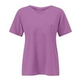 thumbnail image 5 of Delayuji Plus Size V Neck T Shirts Women Short Sleeve Tops Casual Summer Tshirts Loose Fit Tee Purple L Polyester,Spandex Short Sleeve Shirts for Women, 5 of 5