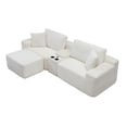 thumbnail image 4 of Modular Sectional Sofa, Deep Seat Corduroy Cloud Couch with Cup Holders, USB Ports& Storage Box, Sleeper Sofa Couch Boneless Couches with Movable Ottoman for Living Room, No Assembly Required(Beige), 4 of 9