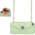 thumbnail image 1 of Wallet Case Compatible with iPhone, Pretty Luxury Bag Design, Purse Flip Card Pouch Cover Soft Silicone Case with Hand Holder Long Shoulder Strap(Light Green,iPhone 12 mini), 1 of 5