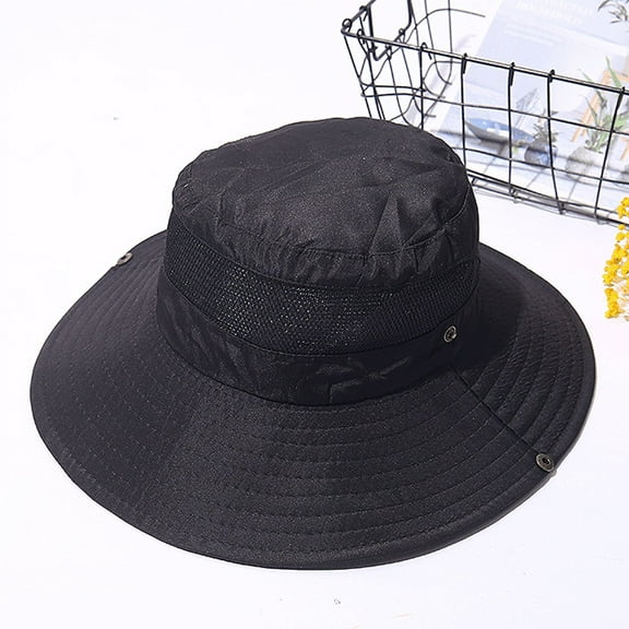 VONTER Fishing Hat and Safari Cap with Sun Protection | Unisex Wide Brim Sun Hat,Premium UPF 50 Hats UV Protection Sun Caps Camping Hiking Fishing Hunting Boating Safari Cap for Men and Women-Black