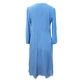thumbnail image 1 of Sexy Dance Robe Longue pour Femmes, Décor de Boutons, Robes Maxi, Col en V, Plissée, Manches Longues, Bleu Pâle, 3TG, 1 of 5