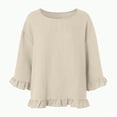 thumbnail image 6 of Towmus Womens Plus Size Tops 3/4 Sleeve Pleated Dressy Blouses Crew Neck Casual Tunic Tops Summer Shirts Smoked, 6 of 8