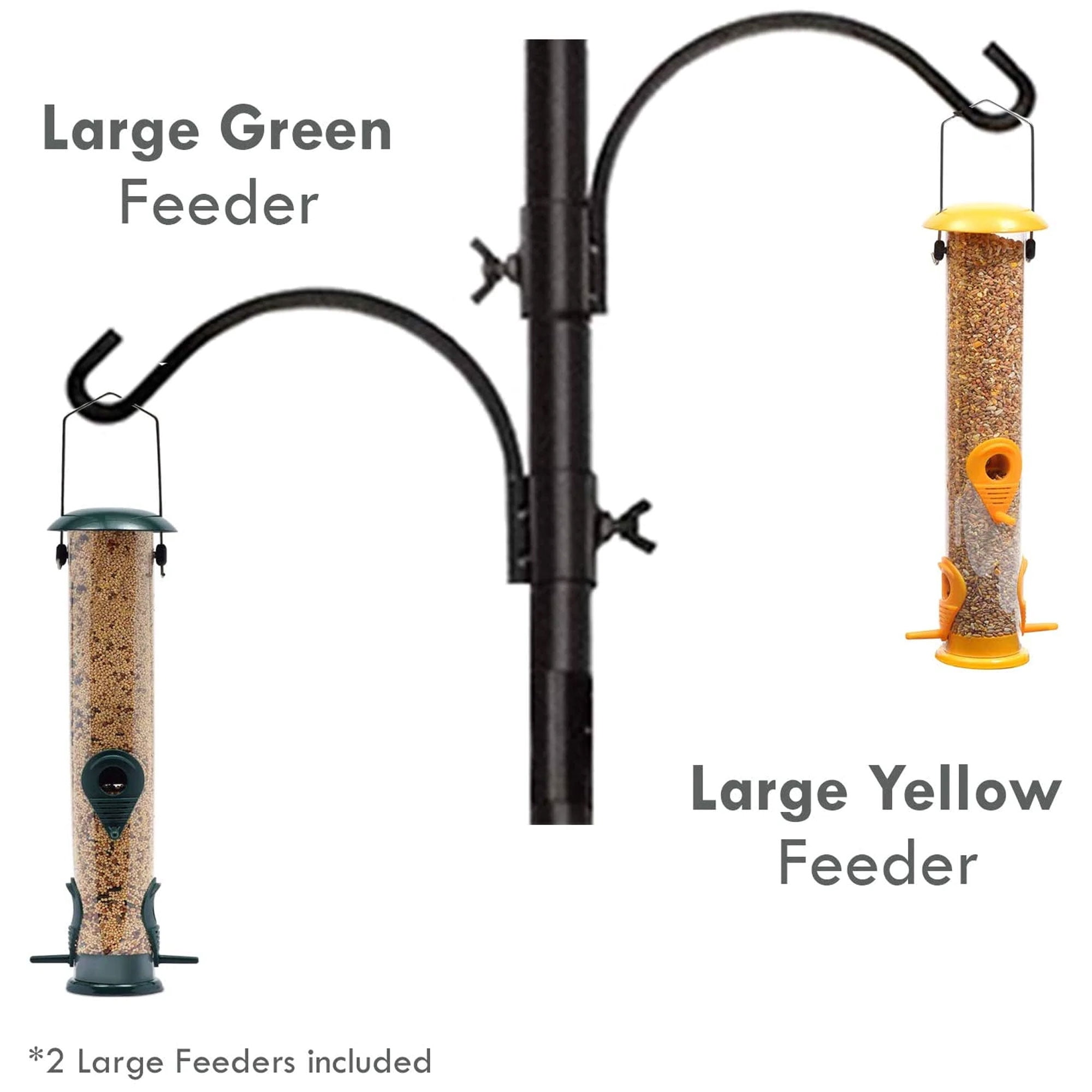 Ashman Premium Bird Station & Birdbath w/ 2 Feeders, 92" Tall, 2 Side Hook