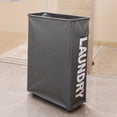 thumbnail image 2 of Laundry Collapsible Rolling Basket Oxford Waterproof Wheels Dirty Clothes Bag Rectangular Foldable Bin, 2 of 9