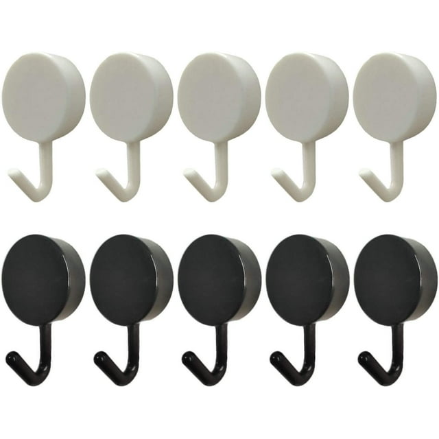 Paquete de 10 ganchos adhesivos para cocina y baño – Ganchos adhesivos de color para paredes sin daños, ganchos impermeables para cocina y baño (blanco+negro)