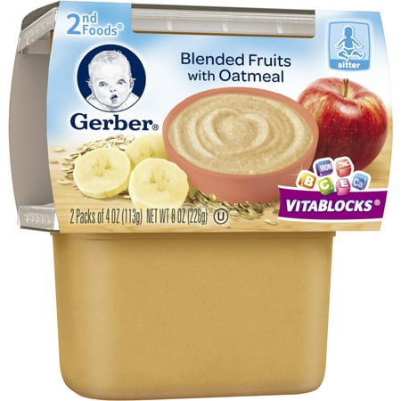 Gerber® 2nd Foods® Blended Fruits with Oatmeal, 4 oz, 2 count - Walmart.com