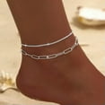 thumbnail image 5 of GKNET 925 Sliver Plated Sparkling Cross Bilayer Anklet Bracelet Foot Chain Unisex Gift-Bilayer Cross Anklet#9, 5 of 8