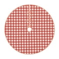 thumbnail image 2 of Halloween Christmas Tree Skirt - Textured red white plaid Checkered 36 Inches Christmas Tree Skirt for Halloween Holiday Indoor Home Christmas Tree Decorations with Three Ribbons, 2 of 7