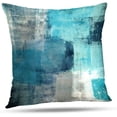 thumbnail image 2 of Set of 2 Teal Throw Pillow Covers Turquoise and Grey Art Decorative Cushion Cover for Home Bedroom Sofa Living Room 16X16 Inches, 2 of 5