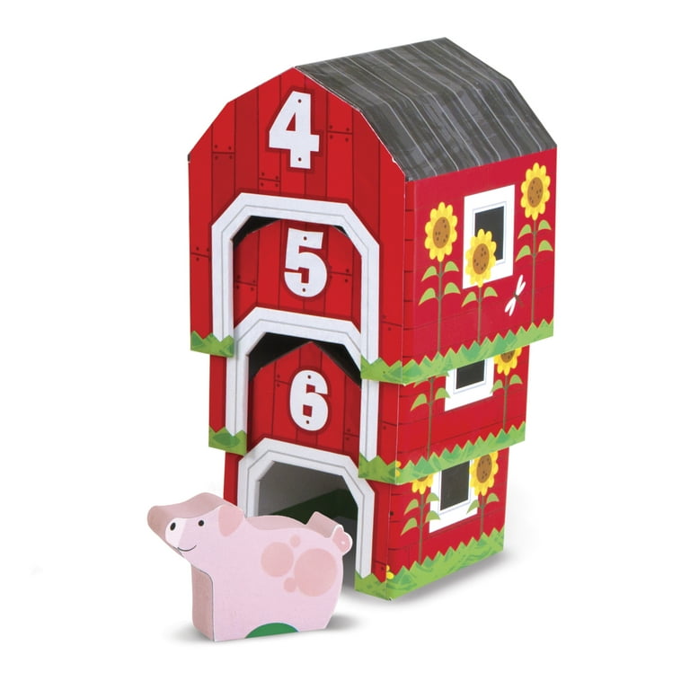 Melissa Doug Nesting and Sorting Barns and Animals With 6 Numbered Barns and Matching Wooden Animals Walmart
