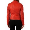 thumbnail image 2 of Women's Genuine Red Lambskin Leather Jacket Motorcycle Slim fit Biker Jacket W551, 2 of 3