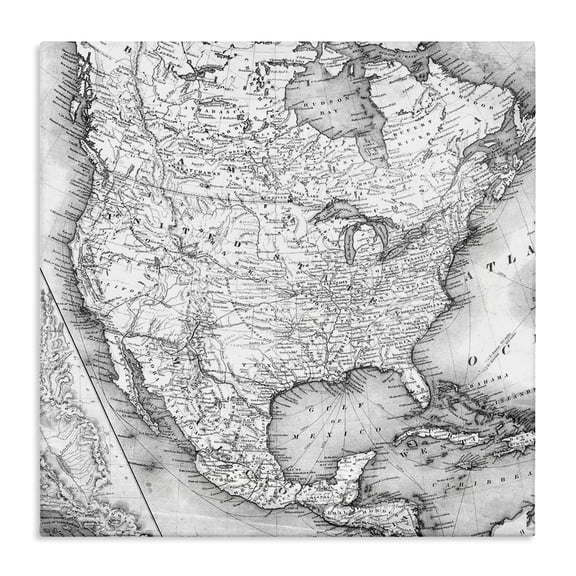 Stupell Industries Victorian Vintage Map Of North America Canvas Art, 17 x 17, by Lil' Rue
