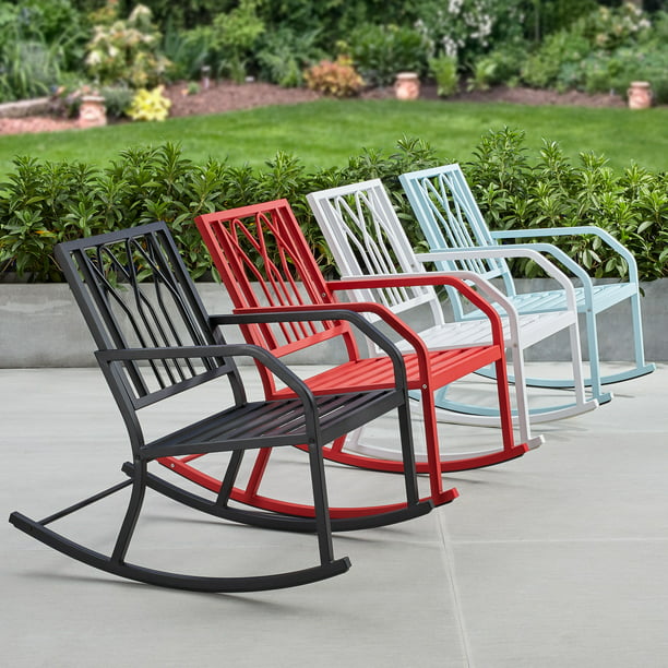 Mainstays Marna Outdoor Metal Rocking, Metal Outdoor Rocking Chairs