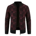 thumbnail image 2 of Fesfesfes Men's Sweater Jacket Fall And Winter Stand Collar Plaid Pattern Sweater Jacket Casual Outwear Clearance, 2 of 5