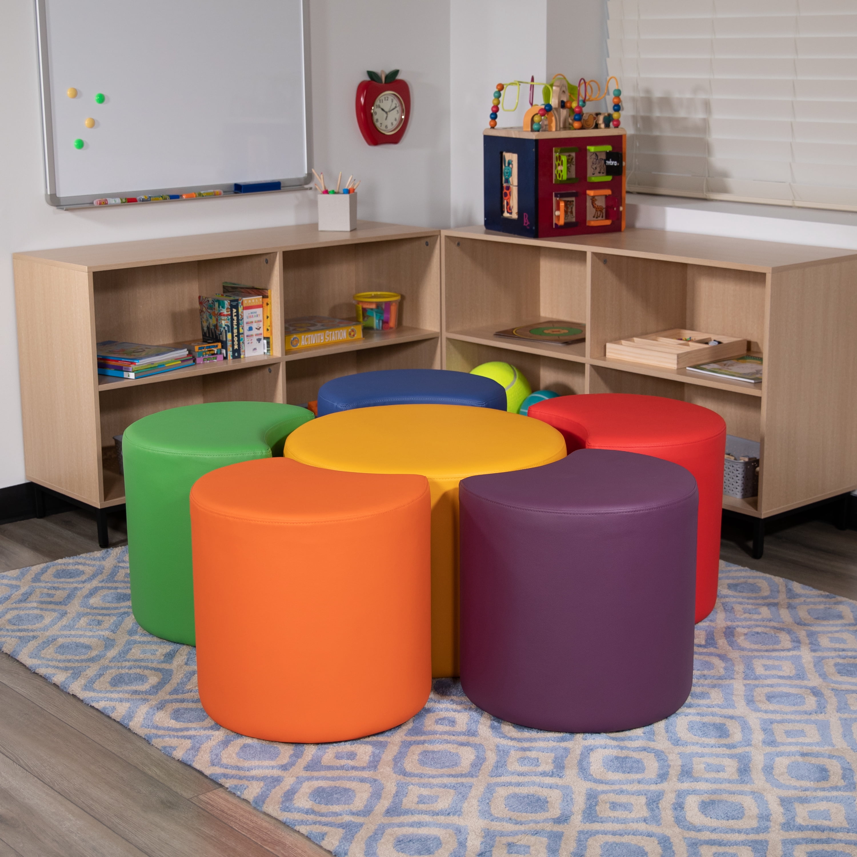 Flash Furniture Nicholas Soft Seating Flexible Flower Set for Classrooms and Common Spaces - Assorted Colors (18"H)