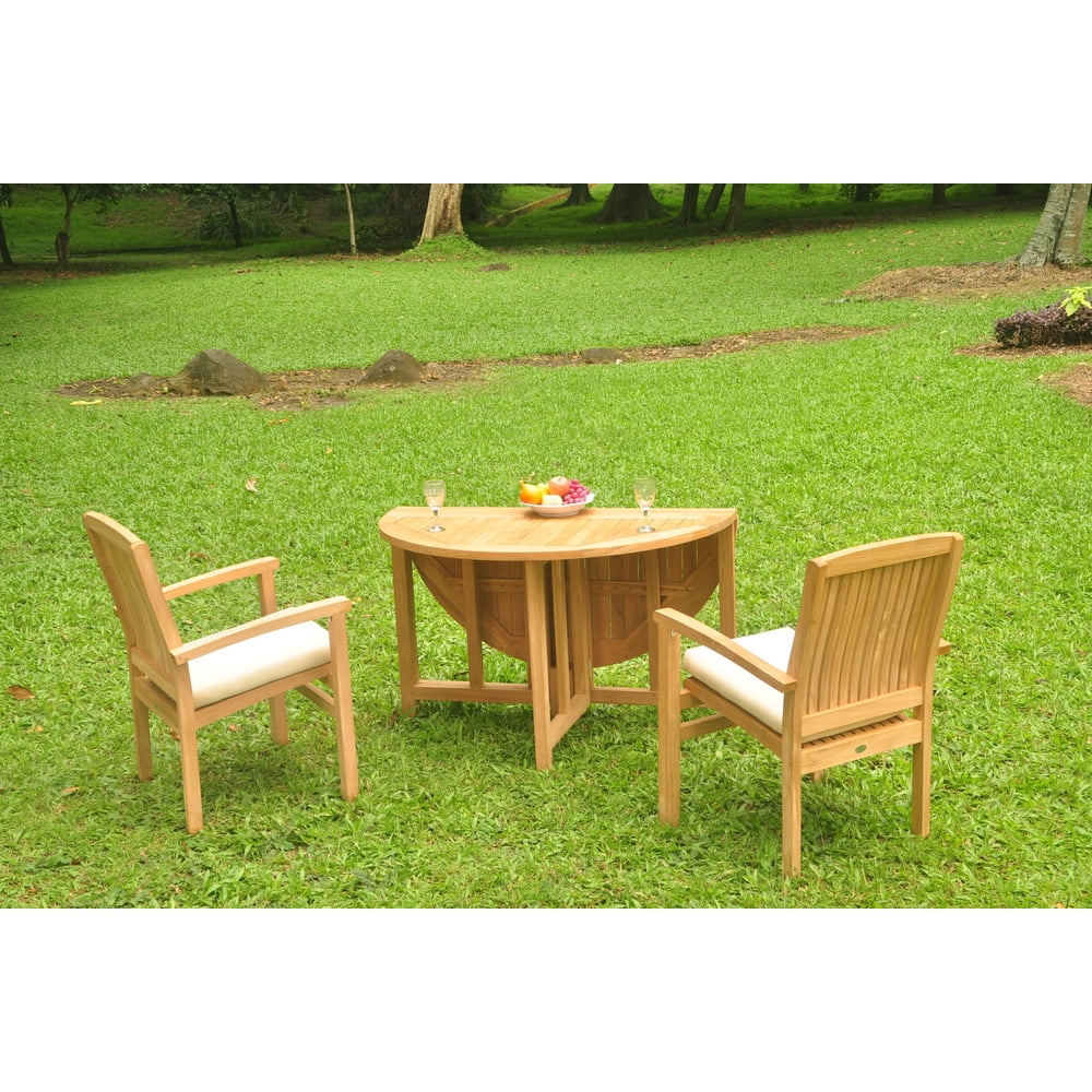 GradeA Teak Dining Set 2 Seater 3 Pc 48" Round Butterfly Table And 2