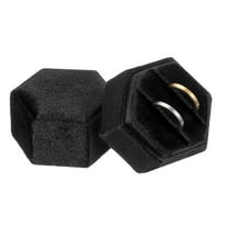 Uxcell Velvet Ring Box, Hexagonal Ring Box Storage 2 Slots Ring Holder Box for Proposal, Engagement, Wedding Ceremony (Black)