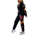 thumbnail image 5 of Douhoow 2pcs Women Tracksuit,Autumn Warm Butterfly Printed Zipper Hooded Coat+Pants, 5 of 9