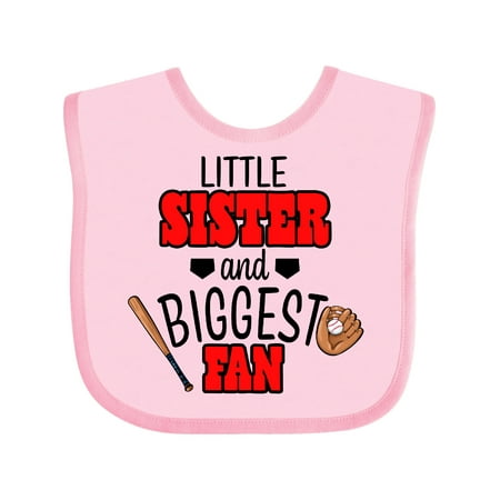 

Inktastic Little Sister and Biggest Fan Baseball Glove and Bat Gift Baby Girl Bib