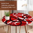 thumbnail image 4 of Red Geometric Round Tablecloth, Fitted Table Cover with Elastic for 36"-44" Round Tables, Modern Abstract Black White Striped Lines Table Cloth Outdoor Indoor Dinning Party Waterproof Tablecloths, 4 of 7