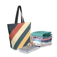 thumbnail image 2 of FORMRS Womens Canvas Tote Bag with Zipper Inner Pocket Shoulder Handbag, Beige Stripes, 2 of 7