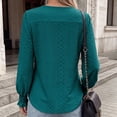 thumbnail image 4 of Cilsoka Womens Long Sleeve Shirts Fall 2026 Crew Neck Dressy Casual Blouses Eyelet Tunic Tops Fashion Outfits Clothes, 4 of 5