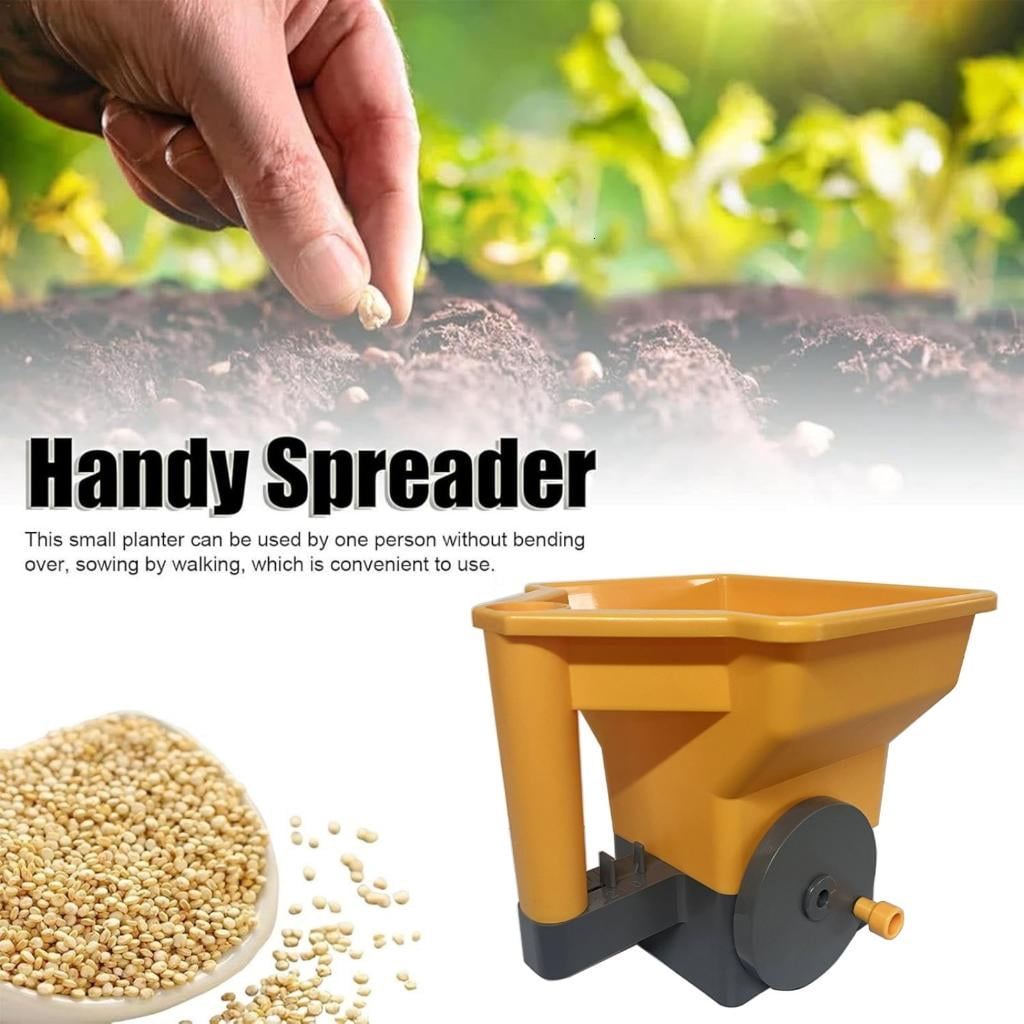 Hand Operated Lawns Spreader Tool Adjustable Flows Control For Uniform Distribution Of Compost Lime And Seedling