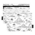 thumbnail image 2 of 2 Pack Pencil Pouch for 3 Ring Binder Smooth Zipper Folders with Pockets Clear Window Pencil Case Mountains Waves Line Art, 2 of 6