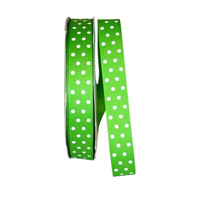 Reliant Ribbon 5201-042-05K 0.875 in. 50 Yards Grosgrain Confetti Dots Ribbon, Apple Green