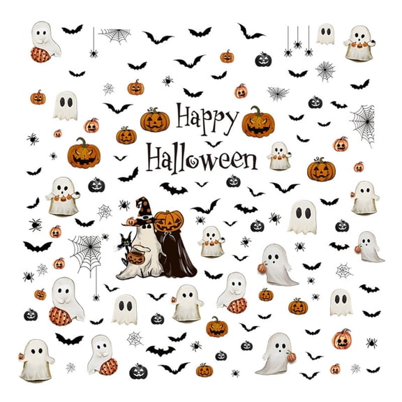 6 Pack Halloween Window Clings, Halloween Window Decorations, Pumpkin Ghost Bat Static for Home Indoor Outdoor Halloween Party Decor