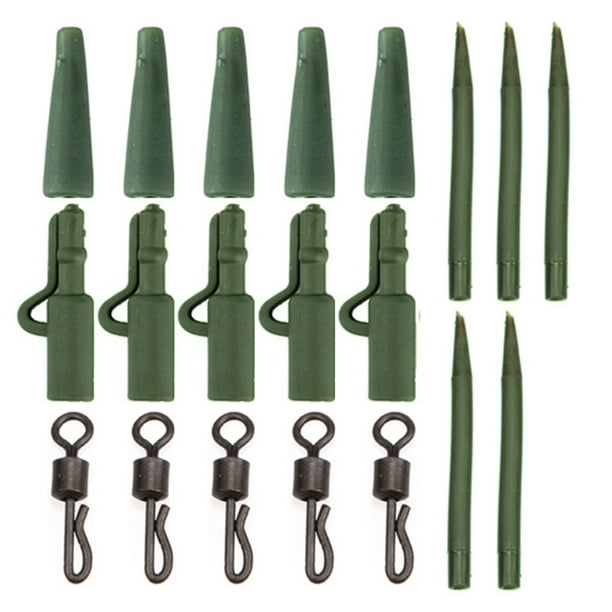 Naiovety 20 piezas, accesorios para peces de carpa, Clip de , cola giratoria de cambio rápido, aparejo de pesca impermeable para carpas, Pescar Verde
