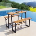 thumbnail image 3 of GVN Outdoor Dining Sets,Patio Dining Sets,Patio Picnic Table Bench Set with Acacia Wood Tabletop and Benchtop, 3 of 11